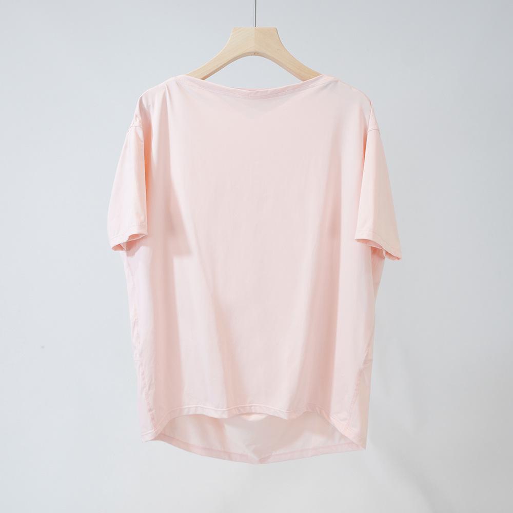 Schnelltrocknendes Eis-Seiden-Yoga-T-Shirt: Dehnbar, Weich, Rundhalsausschnitt, Sonnenschutz, Schlankmachende Passform für Sommer-Fitness