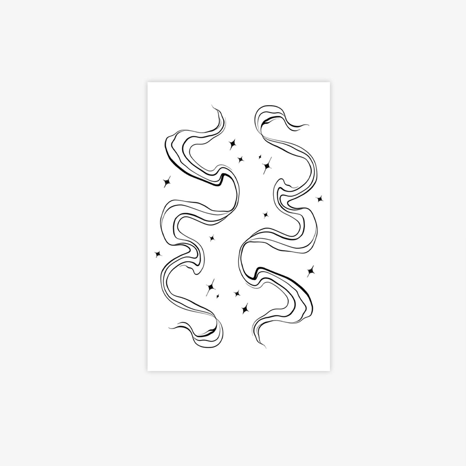 Star Ribbon Tattoo Sticker Waterproof Lasting Spice Girl Premium Sense Niche Arm Sexy Tattoo Sticker 12*19