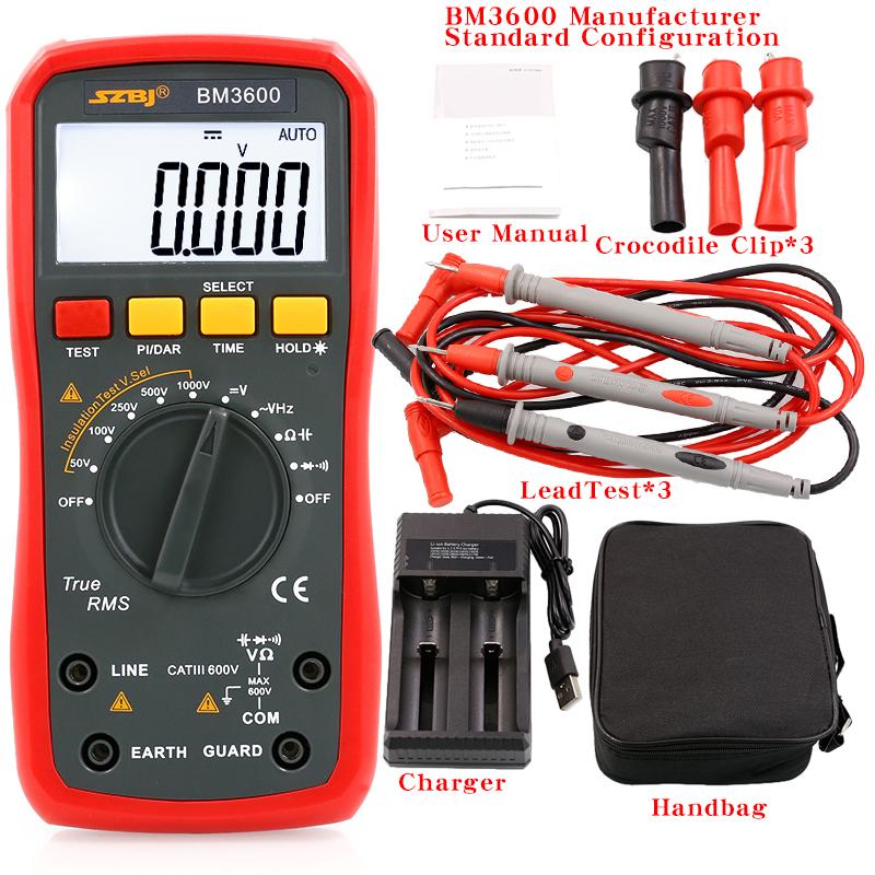 Digital Insulation Resistance Tester Multimeter with Rechargeable Lithium Battery, BM3700, 2-in-1 Handheld Megohmmeter