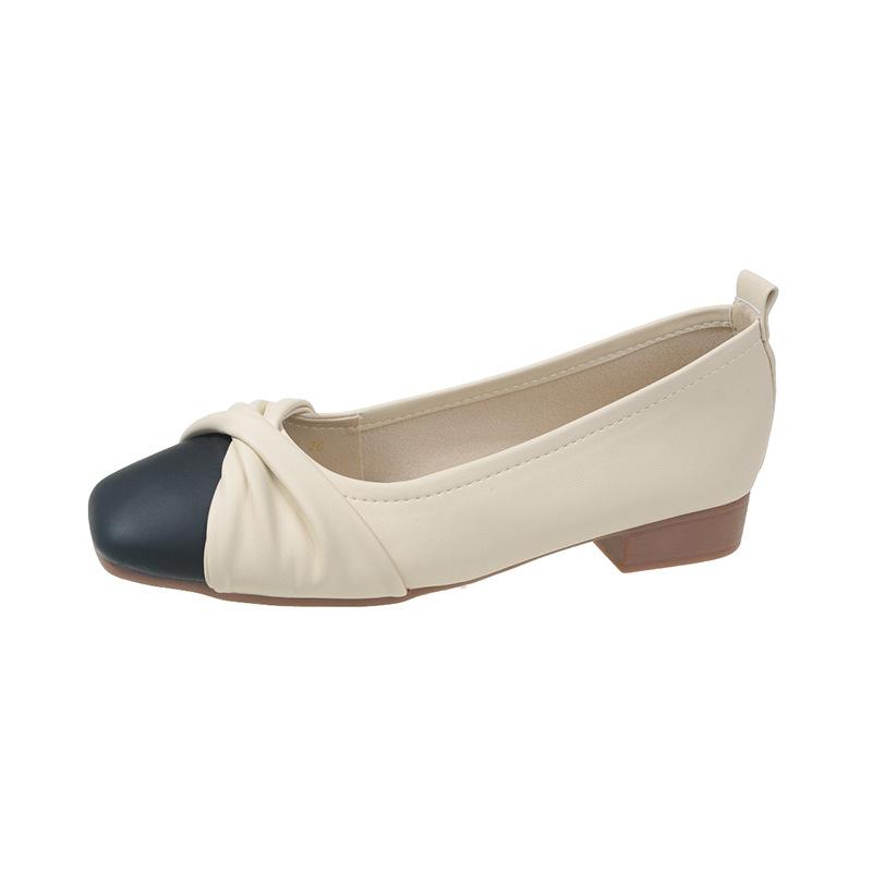 Khaki High-end British Style Square Head Flat-bottomed Ballet Women's Shoes 2025 New Models with Skirts Versatile Mary Jane Single Shoes