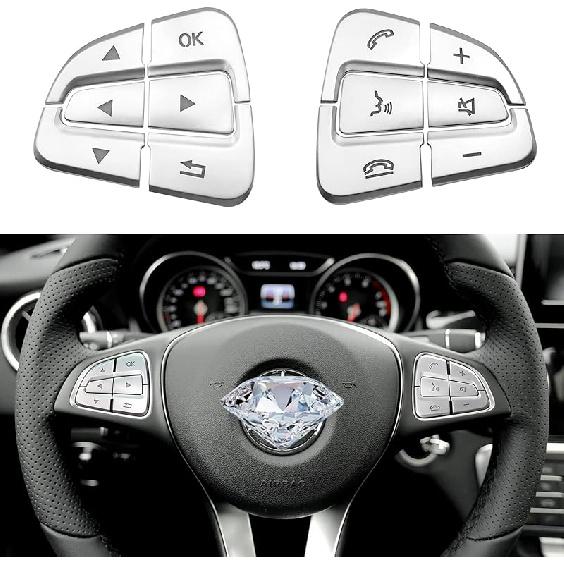 Moonlinks Steering Wheel Button Sticker Compatible With Mercedes A B C E M G SL GL GLA CLA GLK SLK GLS Class,Steering Wheel Button Decoration Trim