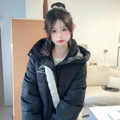 Winter neue baumwollgepolsterte Jacke locker verdickt warm baumwollgepolsterte Jacke Damen mittel und lang Knie warm mit Kapuze Daunen baumwollgepolsterte Jacke