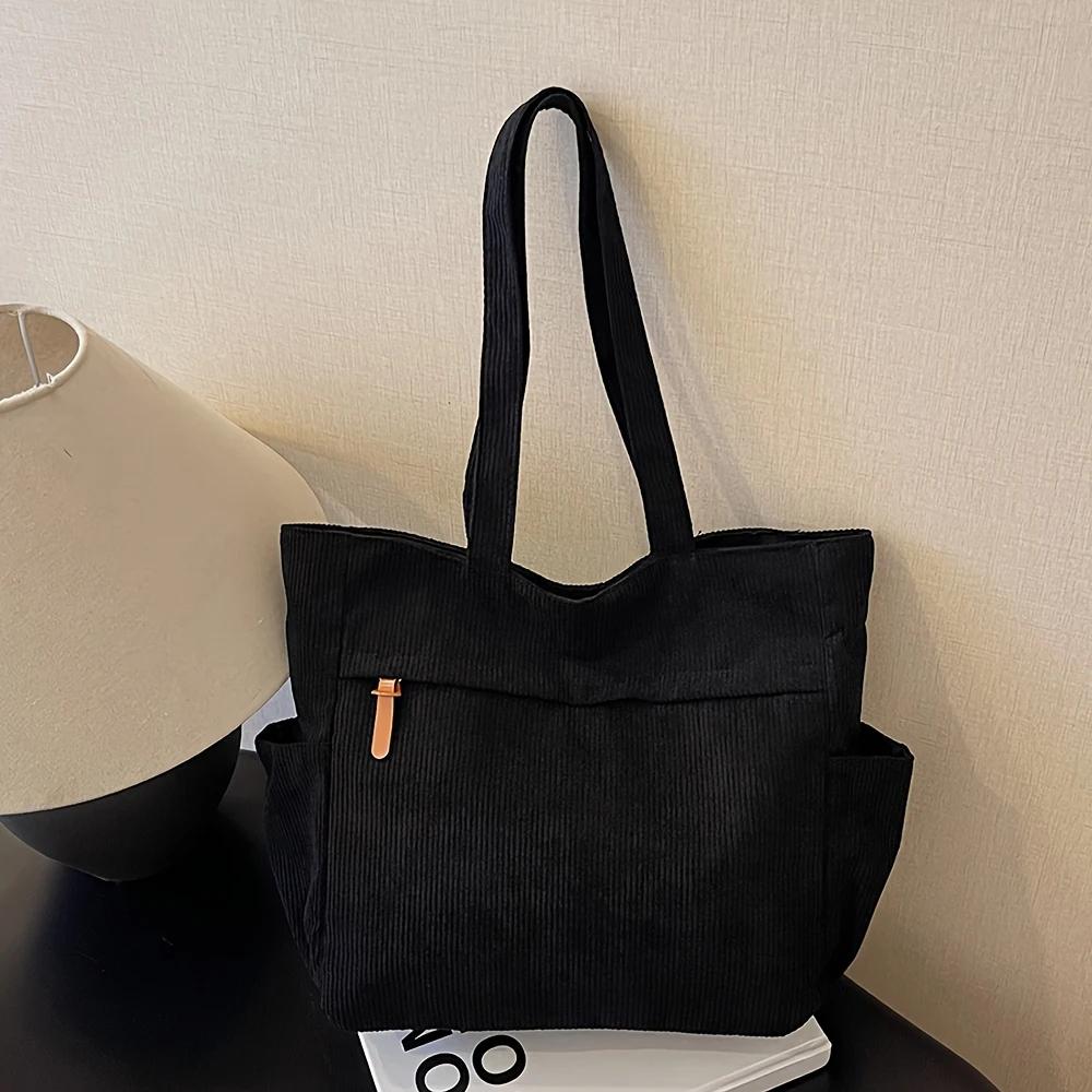 Damen Retro Schultertasche Cord Multi-funktionale Handtasche Große Kapazität Studenten Schulter Pendler Tragetasche Für die Arbeit
