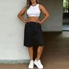 Women’s Casual Loose Fit Drawstring Waist Knee Length Shorts with Pockets for Everyday Wear and Comfort