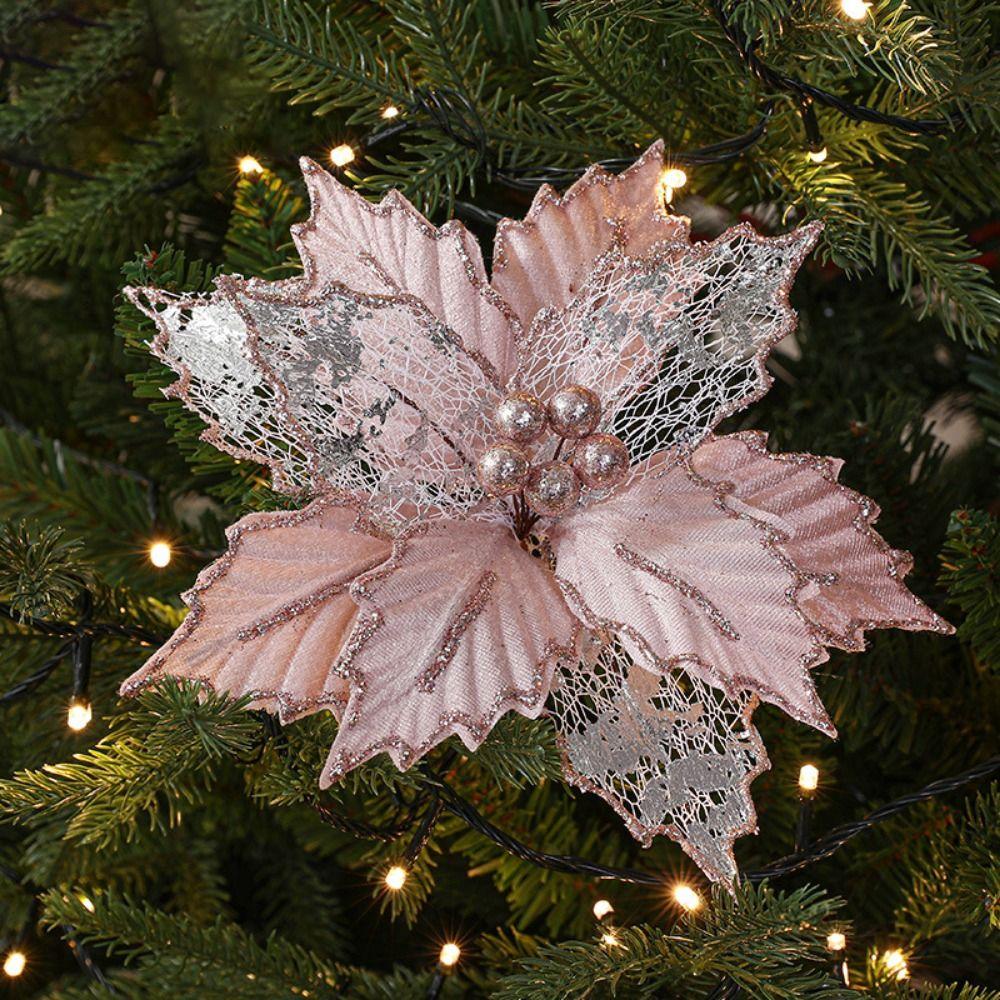 Mixed Leaves Hollow Christmas Flowers Handmade Xmas Decorative Flowers Party Supplies