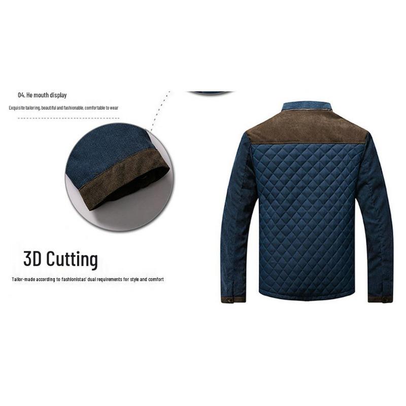 2026 Men's Urban Fashion Stand-Up Collar Cotton Jacket - Wrinkle-Free, Long Sleeve