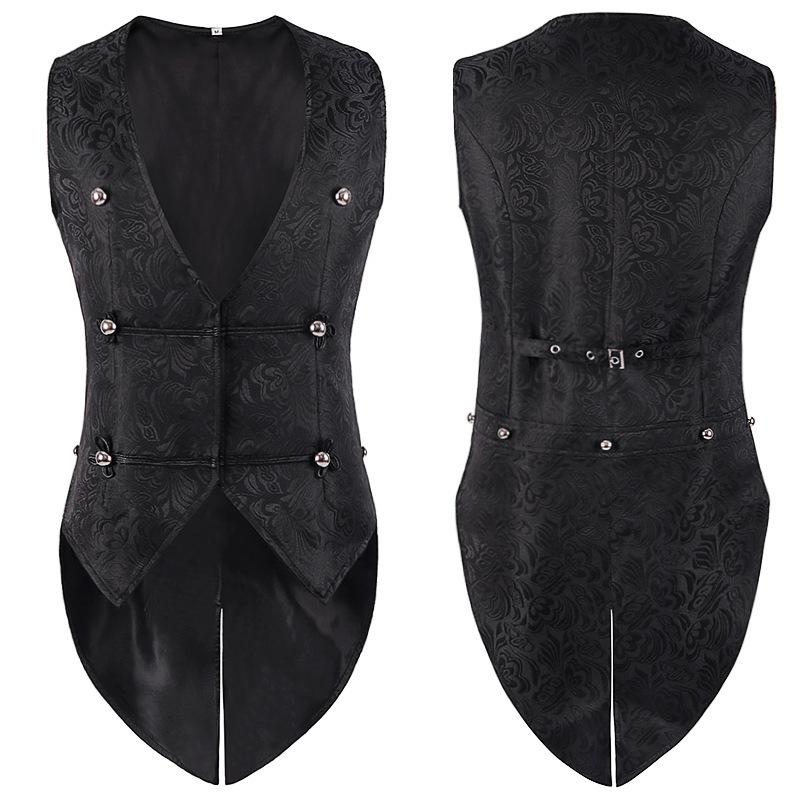 Men's Vests Medieval-style Vintage Costume Tuxedo Sleeveless Vests European Vintage Stage Halloween Costume Gothic Jacket Set