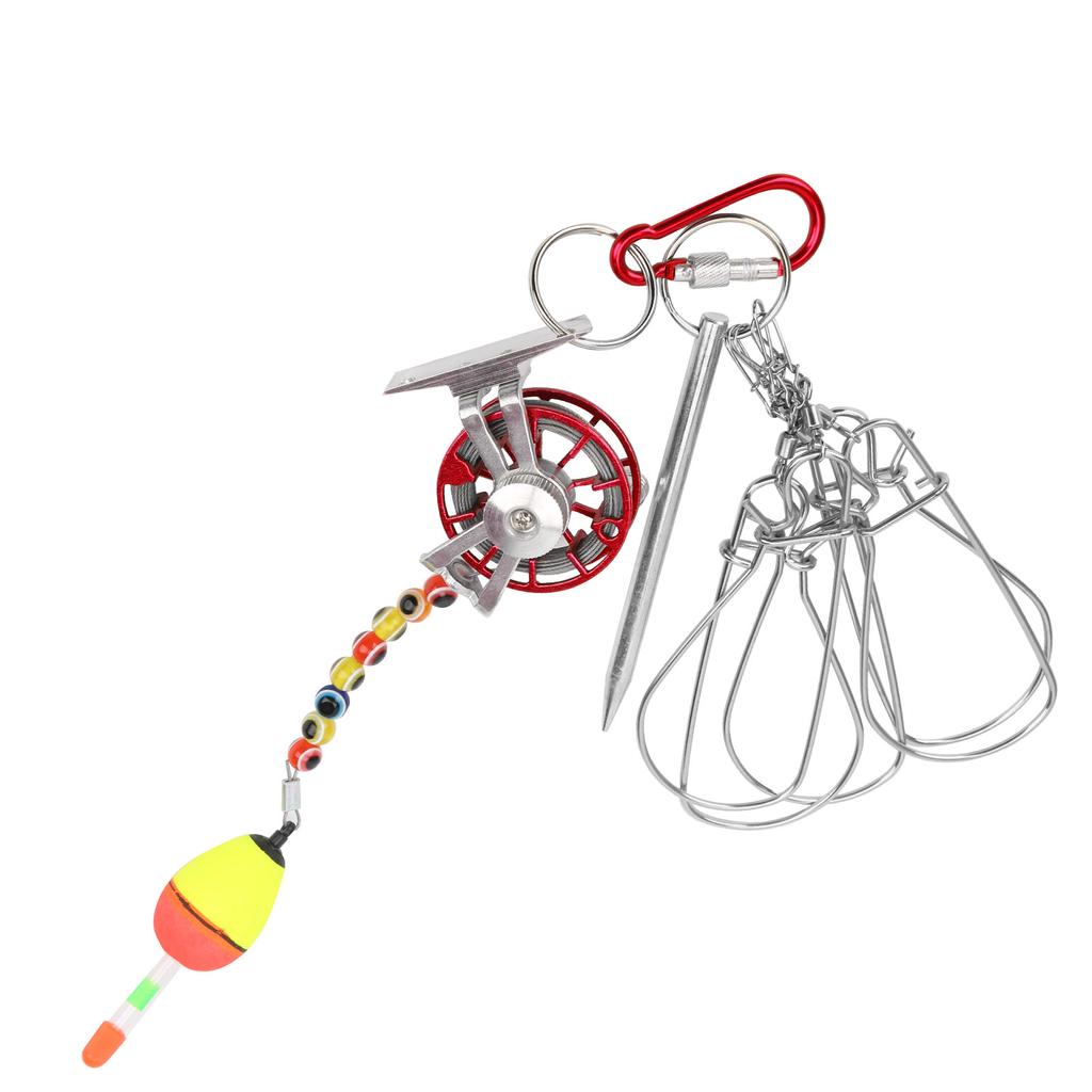 Stainless Steel 5 Hooks Lock Live Fish Buckle Fishing Stringer Clip Outdoor Tackle Tools