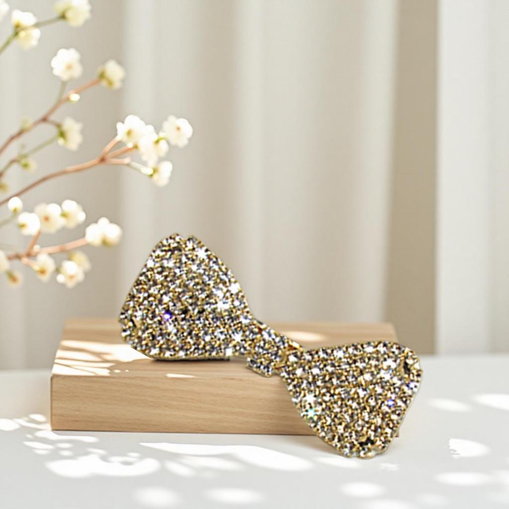 Korean Style Rhinestone Bow Hair Clip Claw Chain Accessories