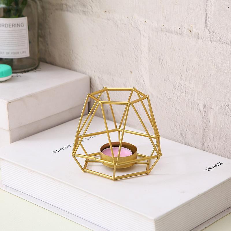 Wrought Iron Retro Gold Metal Ornament Decorative Aromatherapy Small Candle Holder Candle Holder Table Base