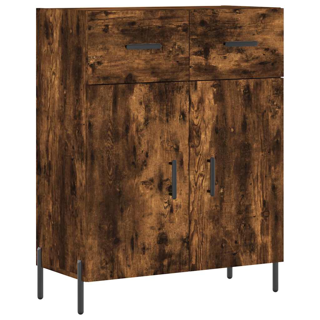 Vidaxl Witrynka Przydymiony Dąb 69,5X34X180 Cm Materiał Drewnopochodny
