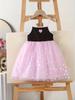 Girls' Summer Sweet Heart Pattern Dress, Sleeveless Contrast Binding Design, Knee-Length A-Type Princess Skirt, Cute Fitted Style