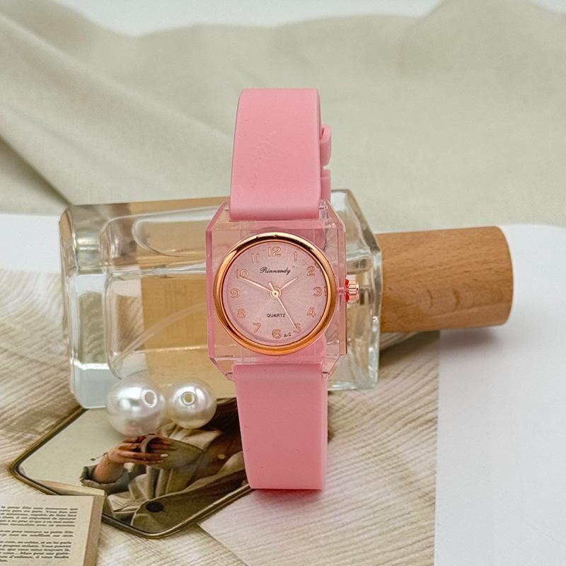JYL Women's Watch Square Digital Student Casual Silicone Strap