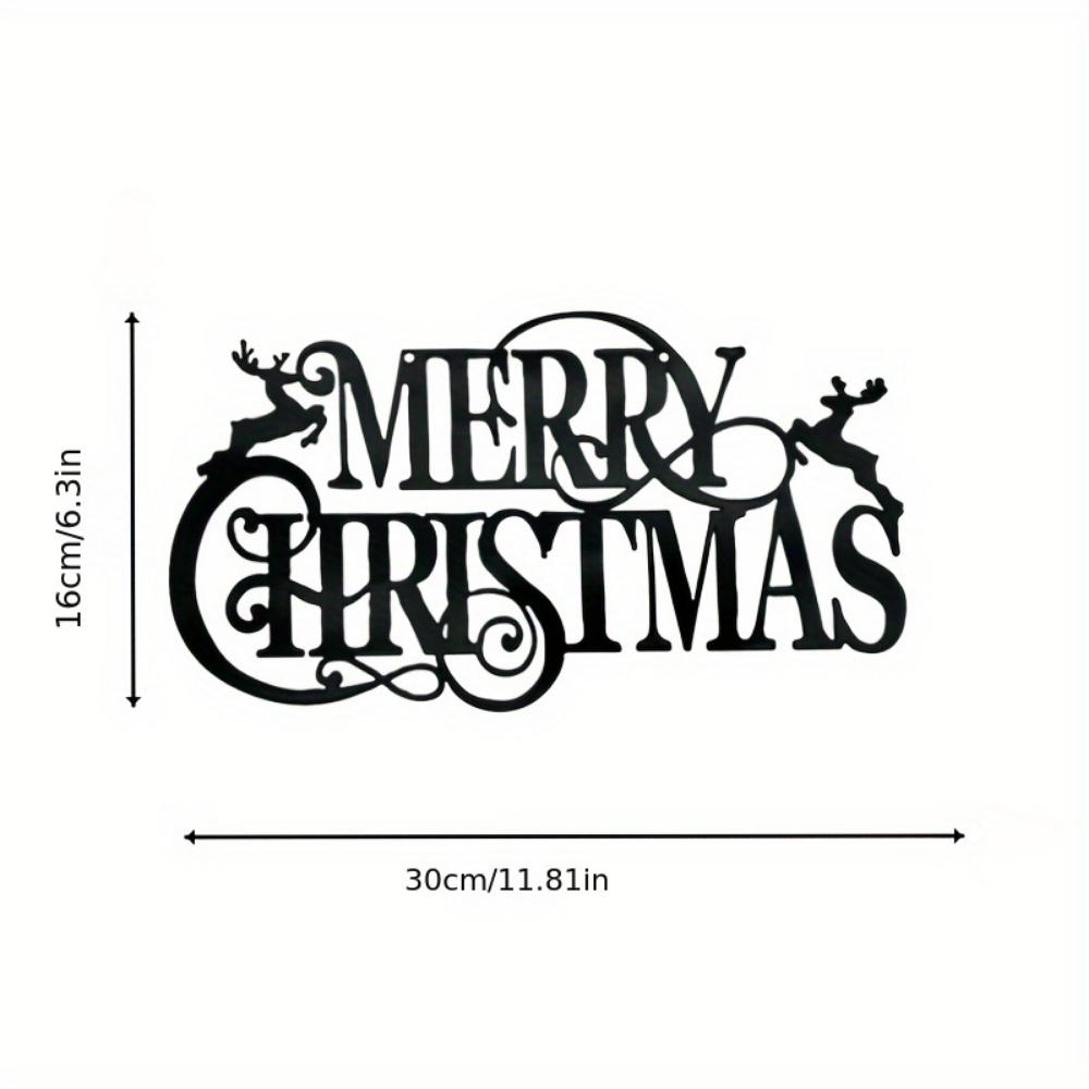 1 Piece Classic Metal Merry Christmas Hanging Ornament, Festive Decor for Home Kitchen Office Featherless No Electricity Needed