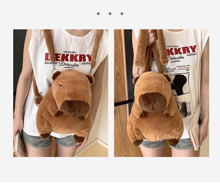 Capybara Plush Backpack - Korean Style Double Shoulder Bag