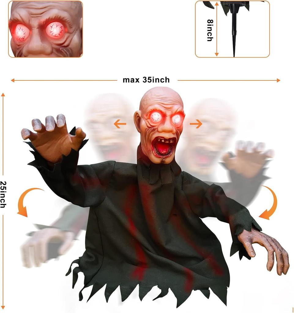 Motion Activated Swinging Horror Decor Voice Sensor Halloween Props Scary Inserted Outdoor Terrifying Hallowmas Ornaments
