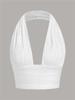 Crop Top Phumee Backless Halter Solid Deep V-neck Slim Fit A1215