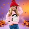 Kids' casual long-sleeved sweatshirt with Halloween print, suitable for holiday parties and everyday wear.