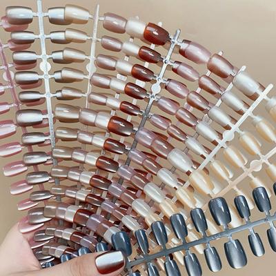 30 Piezas Uñas Hechas a Mano Degradado Ojo de Gato Press On Uñas Postizas Medias Cortas Puntas de Uñas Diseño Popular Decoración Flor Cobertura Completa