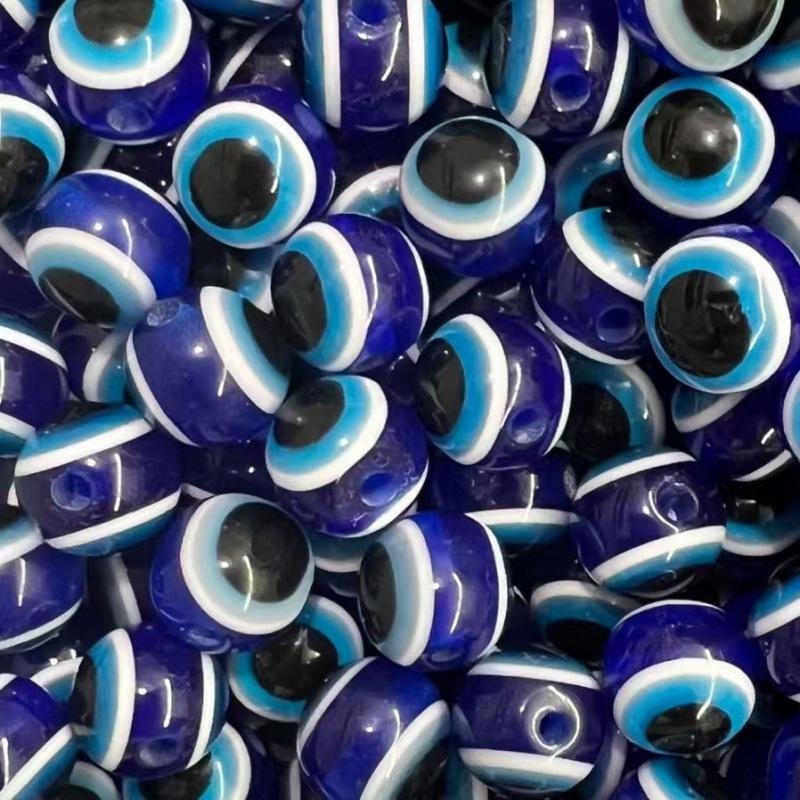 Resin Blue Evil Eye Beads - Striped Lure Fish Eye Stopper Beads for DIY Projects.