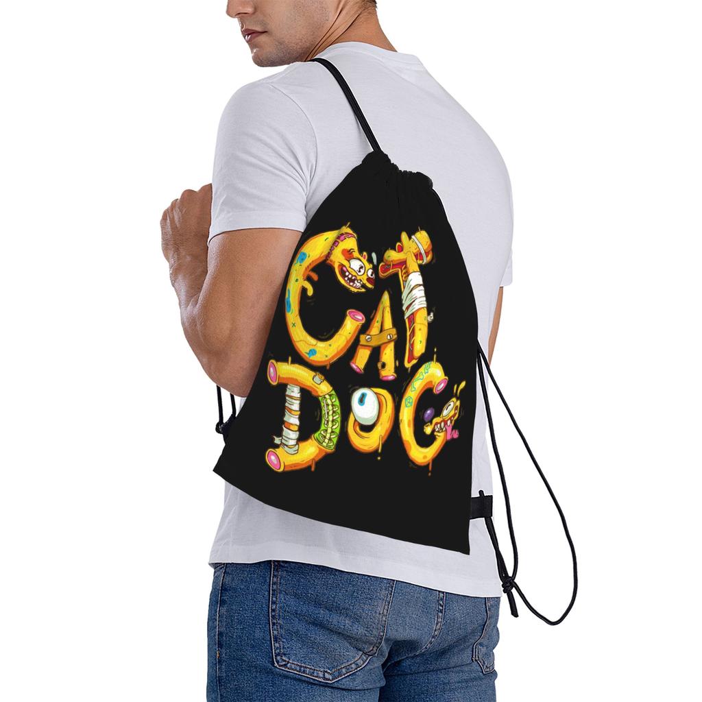 Custom CatDoges Drawstring Bags for Shopping Yoga Backpacks Men Women Comedy Sports Gym Sackpack