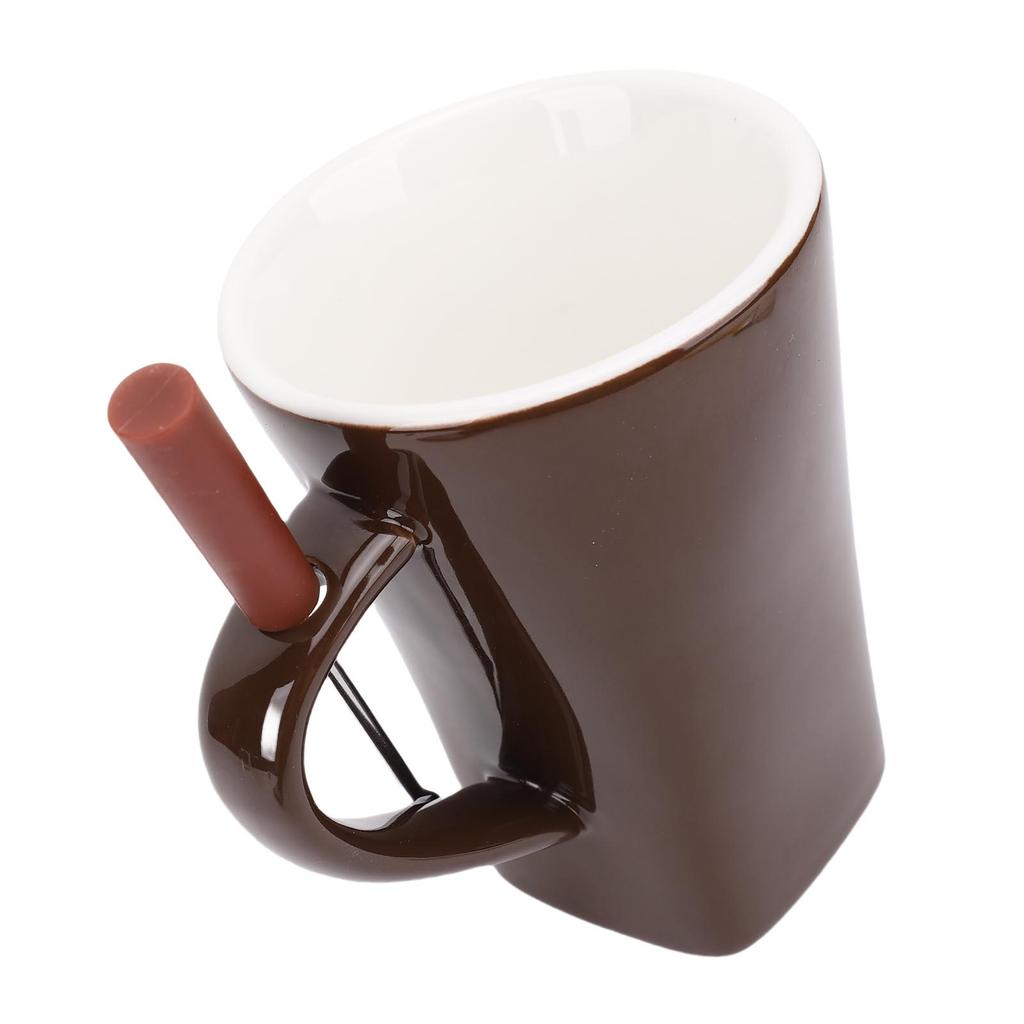 Chocolate Melting Cup Ceramic Chocolate Fondue Mug with Fork for Ice Cream Cheese  
