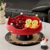 Nordic Round Plastic Fruit Plate, Creative Snack & Dessert Serving Tray with Fruit Fork