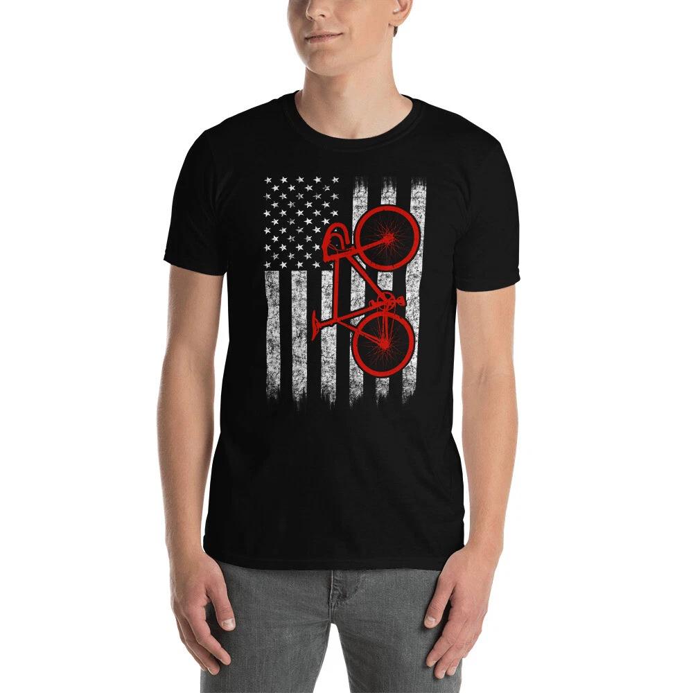 

Cool Vintage Style Red Bicycle American Flag Short-Sleeve Unisex T-Shirt M