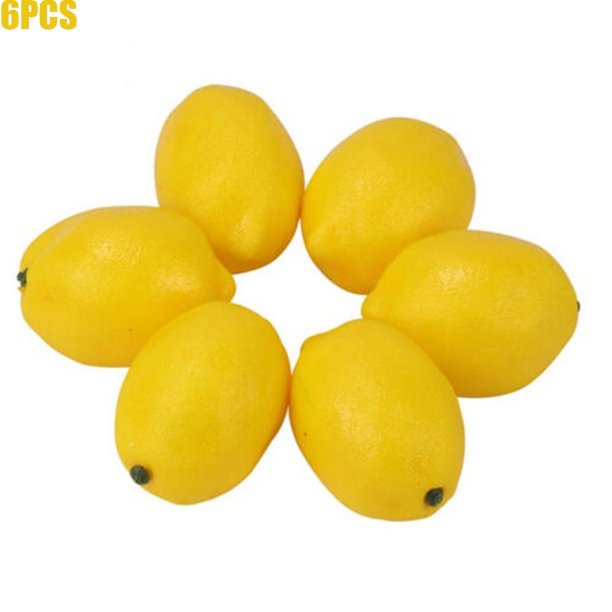 

Party Christmas Lifelike Home Wedding Fake Fruit Decoration Simulation Artificial Lemon 6PCS yellow