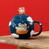 2022 Year of the Tiger Mug with Lid Spoon Chinese Style Ceramic Cup Creative Large Capacity Couple Coffee Water Cup Gift Box