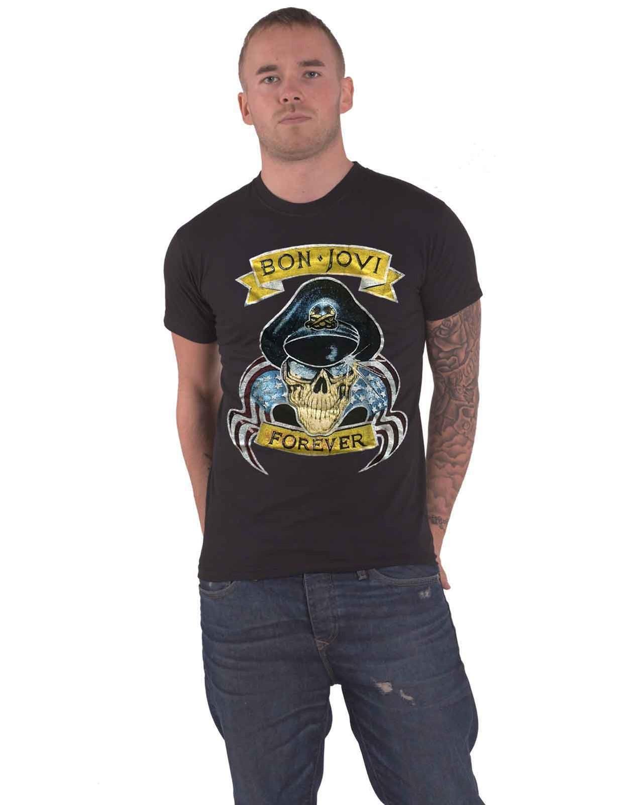Bon Jovi T Shirt Forever Band Logo new Official Black Unisex S