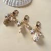Oceanic Shell Alloy Keychain Pearls Accent Lightweight Versatile Purse Charm Jewelry Multi Functional Accessory