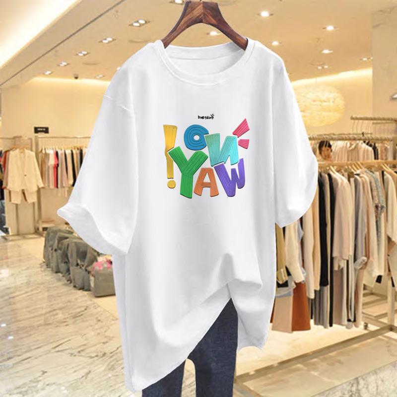 

Women s Loose Fit White Summer Short-Sleeve T-Shirt, Plus Size S