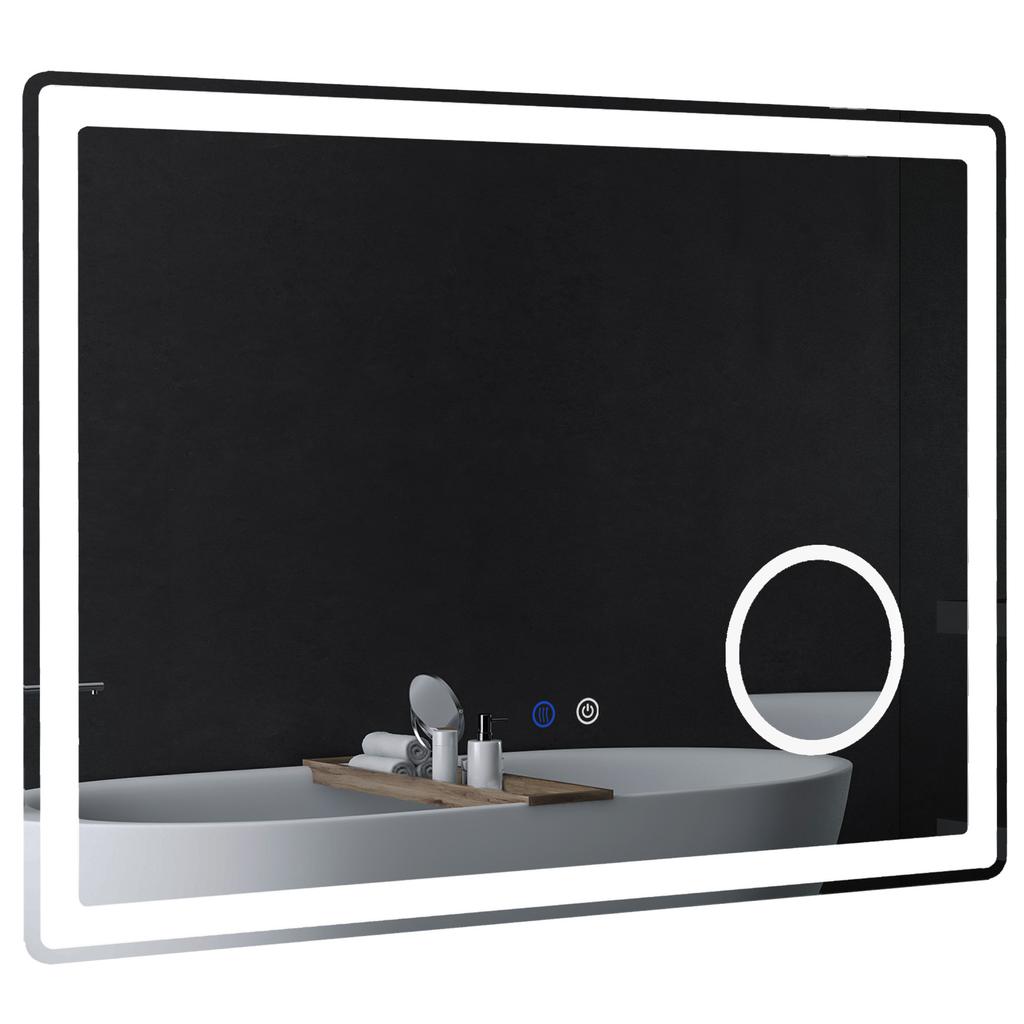 LED Badezimmerspiegel mit Lichtern, 3-fach Vergrößerungsspiegel, Dimmbarer beleuchteter Badezimmerspiegel, Schminkspiegel mit 3 Farben vorne und Hintergrundbeleuchtung, Intelligente Touch-Bedienung