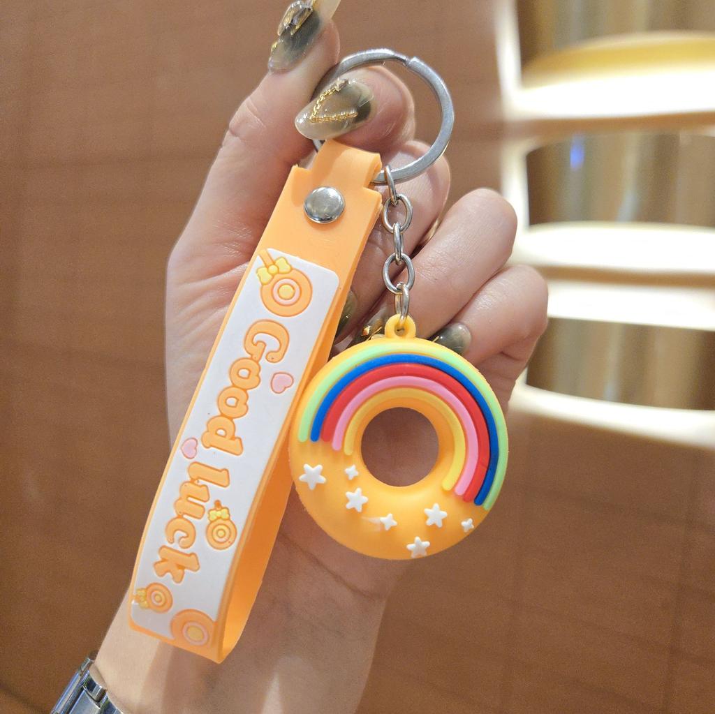 Creative Rainbow Donut Keychain Pendant Children's School Bag Pendant, Cartoon Doll Blind Box Small Gift Pendant