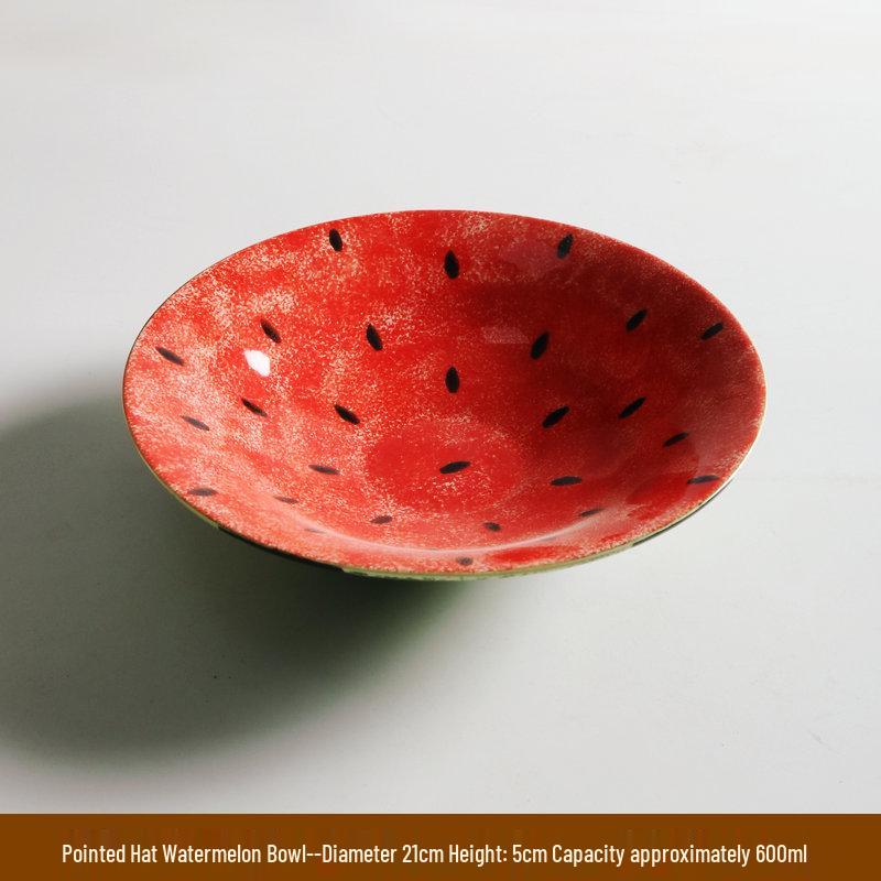 

Керамическая миска для лапши с ручной росписью в виде арбуза, с подглазурной росписью и мотивом улитки