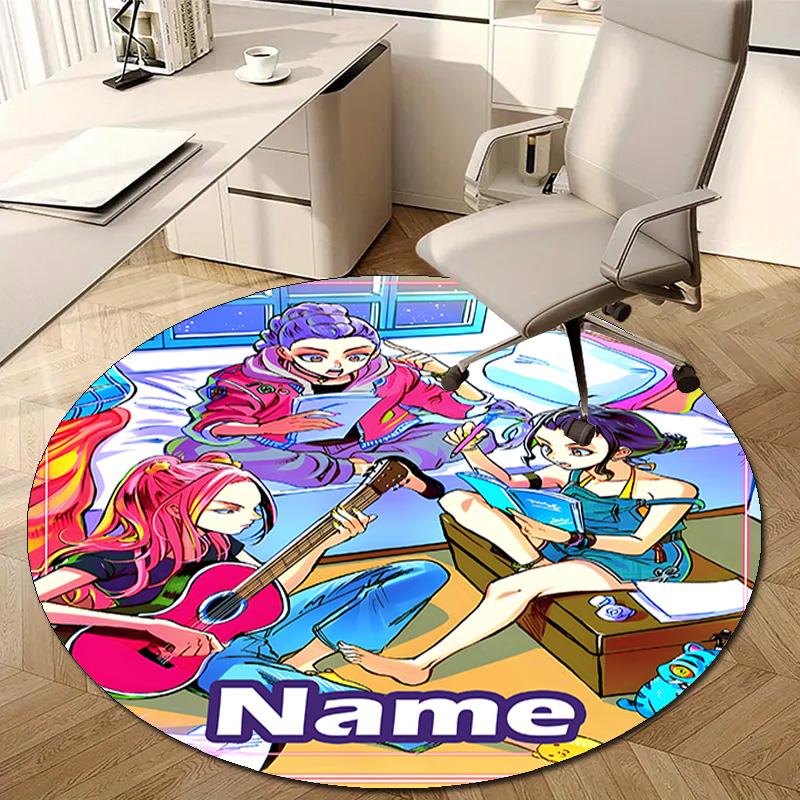 Personalized K-KPop Demon Hunters Round Chair Office Rug - Perfect for Mat, Office Chair & More - Ideal Gift for Birthdays and Holidays
