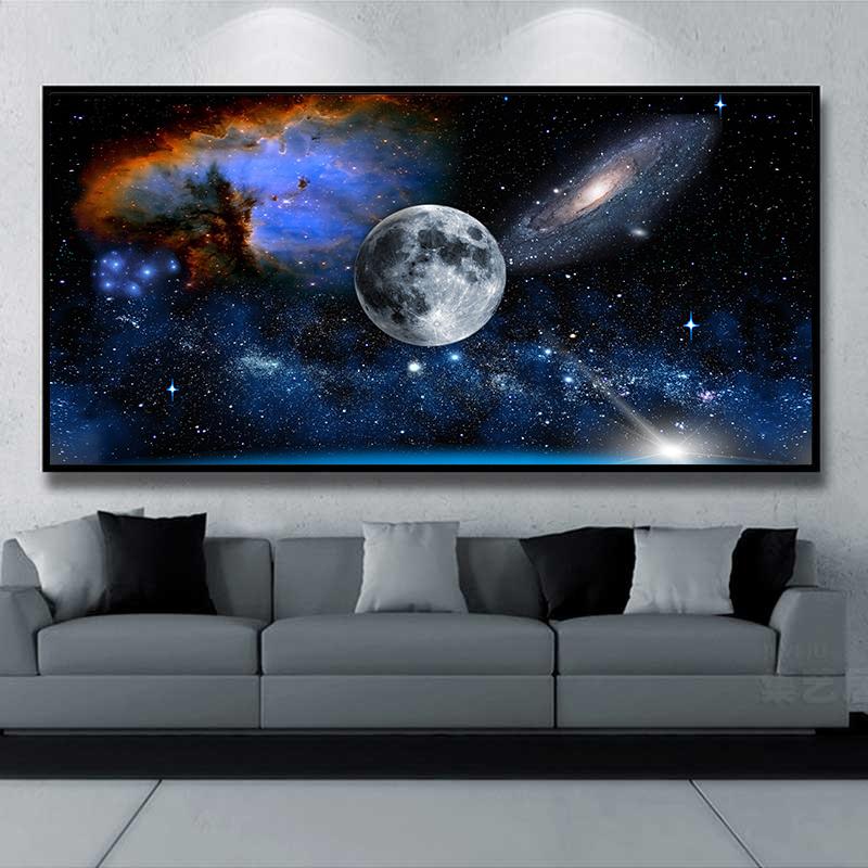 Cosmos Starry Sky Hanging Painting Space Galaxy Canvas Poster Solar System Planet Orbital Map Home Decoration Pictures for Wall