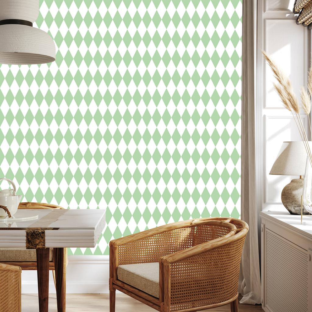 Harlequin Diamonds Wallpaper White, White Background for Living Room and Bedroom 50x1000