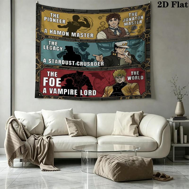 Jojos Bizarre Adventure Wall Tapestry Aesthetic Wall Hanging Printed Fabric Blanket Decorative Tapestries For Bedroom Living Room Home Decor