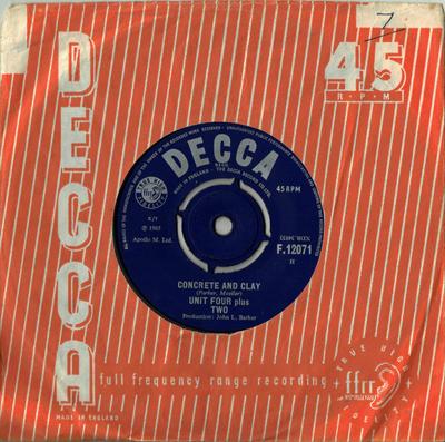 7inch Record UNIT FOUR PLUS TWO - Concrete And Clay F12071 Decca 1965 UK Rock Used