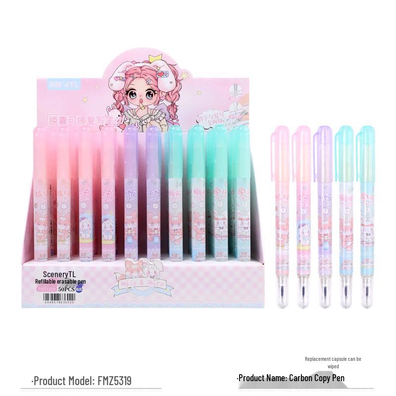 **Crystal Blue Erasable Fountain Pen with Replaceable Capsule and Disappearing Ink**