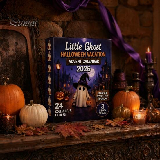 Halloween Gift Calendar Advent Calendar, 24 Days Ghost Countdown with Themed Collectible Figures, Holiday Gifts for Kids Boys Girls Toddlers Reusable