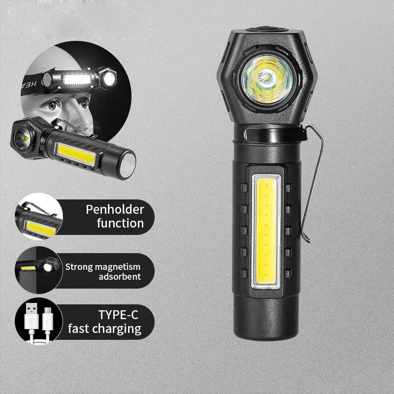 Outdoor Headlights Long Endurance Strong Light Led Rechargeable Mounted Ultra Bright Magnetic Pen Holder Dual Purpose Flashlight