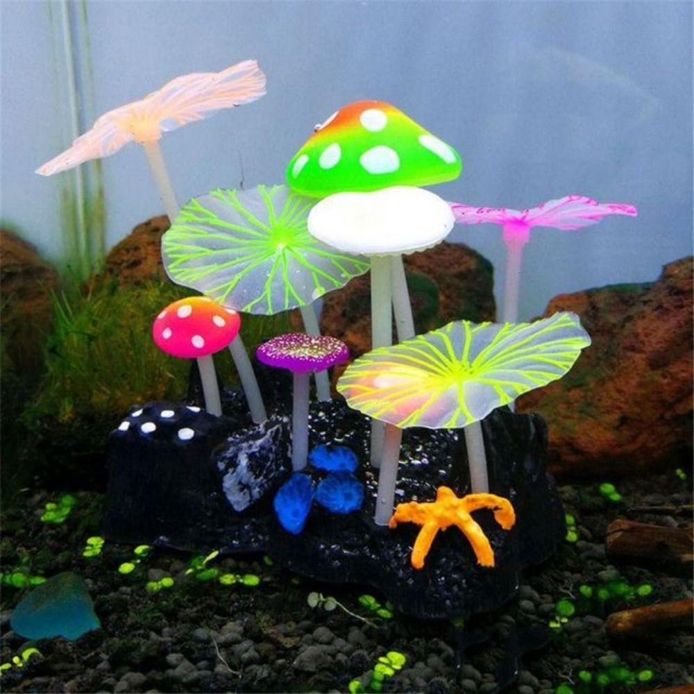 9pcs/set Aquarium Fluorescent Artificial Plants Simulation Aquatic Water Grass Fish Tank Landscaping Decoration