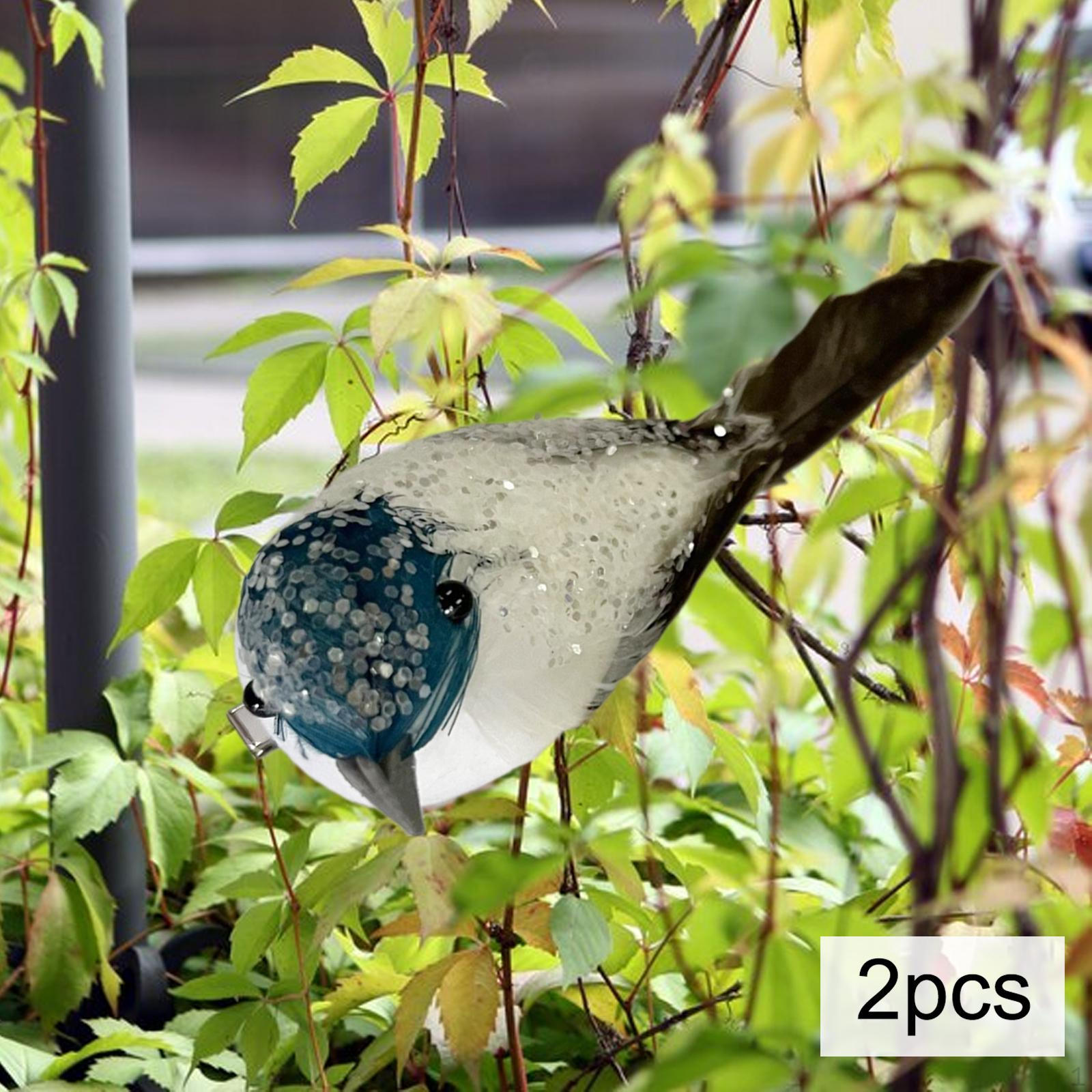 

2 шт. пенопластовые птицы с искусственными перьями и зажимом, реалистичные, искусственные перья птиц, мини macaron blue