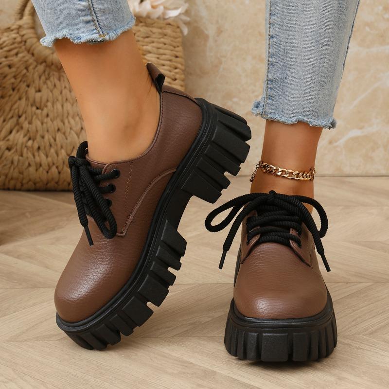 Fashion Women's Thick Heel Shoes Spring New Round Head Deep Mouth Front Strap Thick Sole Anti-slip Wear-resistant Low-top Shoes