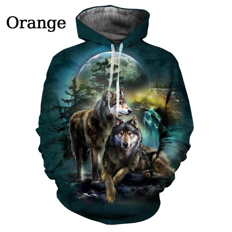 Felpa Con Cappuccio Unisex 3D Lupo Argentato | Stampata Animaliera, Tasca Canguro, Autunno Inverno