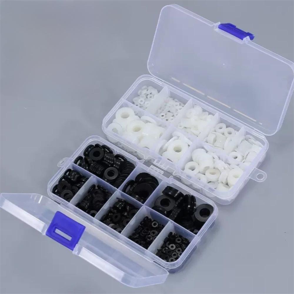 210/350/500pcs Black White Nylon Washers M2-M10 Gasket Ring Kit Automotive Maintenance