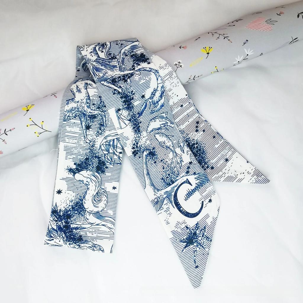 Fashion Skinny Scarf Women Luxury Letter Printing Tie Bag Handle Ribbon Hair Band Women's Headscarf New Lady Design Silk Scarves